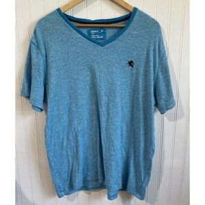 Express Shirt Mens XL Slub Heathered Blue T Shirt‎ Cotton V Neck Short Sleeve